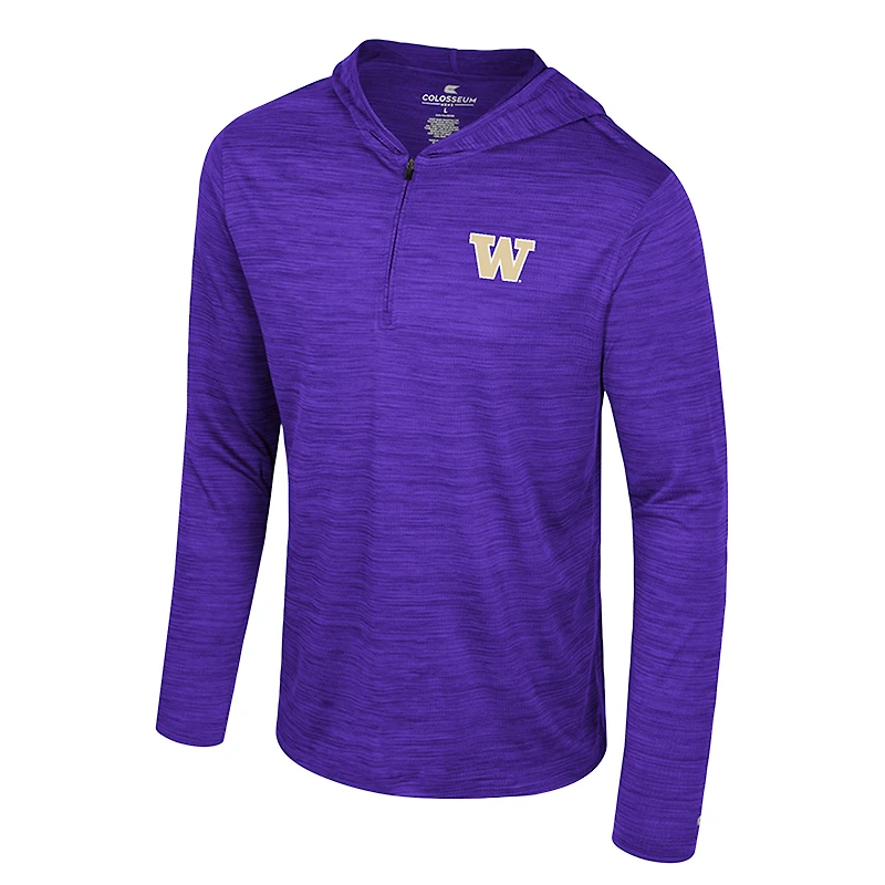 Sweat à capuche léger quart de zip pour homme Colosseum Purple Washington Huskies Always Sunny