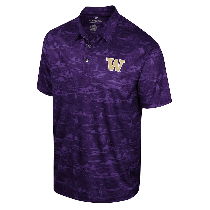 Men's Colosseum Purple Washington Huskies Daly Print Polo