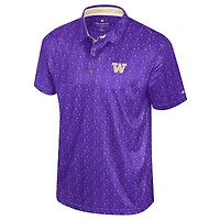 Men's Colosseum  Purple Washington Huskies Football Print Polo