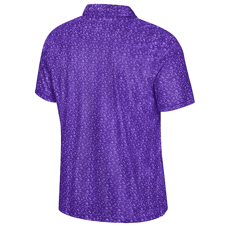 Men's Colosseum Purple Washington Huskies Football Print Polo
