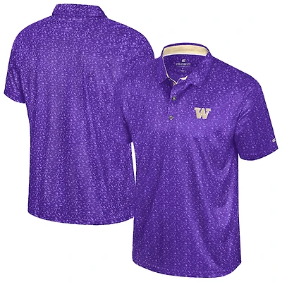 Men's Colosseum  Purple Washington Huskies Football Print Polo