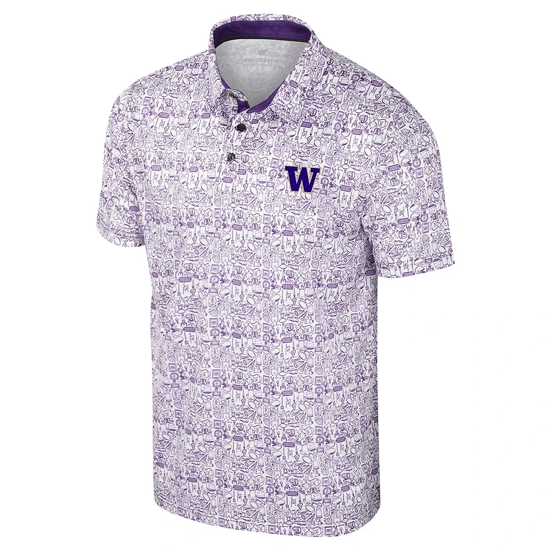 Men's Colosseum Purple Washington Huskies It's Time! Allover Print Polo