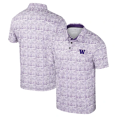 Colosseum Purple Washington Huskies pour hommes Il est temps ! Polo imprimé sur toute la surface
