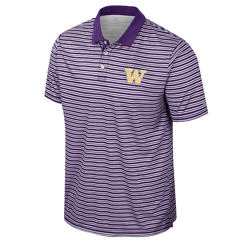 Men's Colosseum Purple Washington Huskies Striped Polo