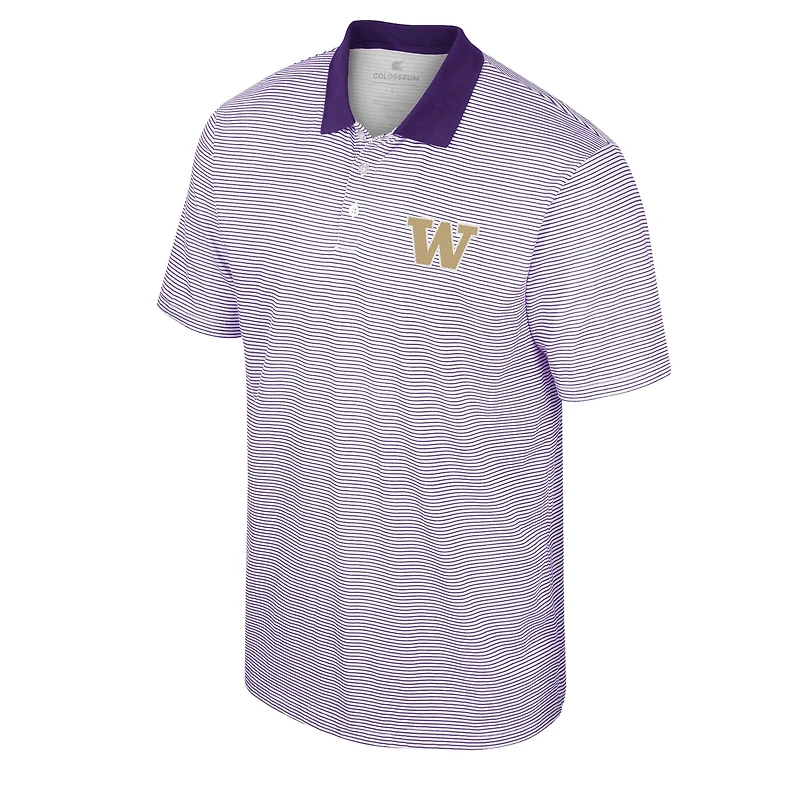 Polo Colosseum Homme Blanc/Violet Imprimé Washington Huskies Stripe
