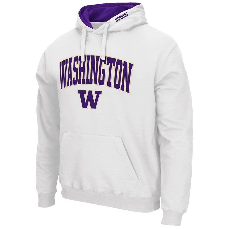 Men's Colosseum White Washington Huskies Arch & Logo 3.0 Pullover Hoodie