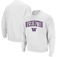 Men's Colosseum White Washington Huskies Arch & Logo Crew Neck Sweatshirt