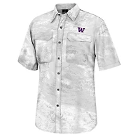 Men's Colosseum  White Washington Huskies Realtree Aspect Charter Full-Button Fishing Shirt