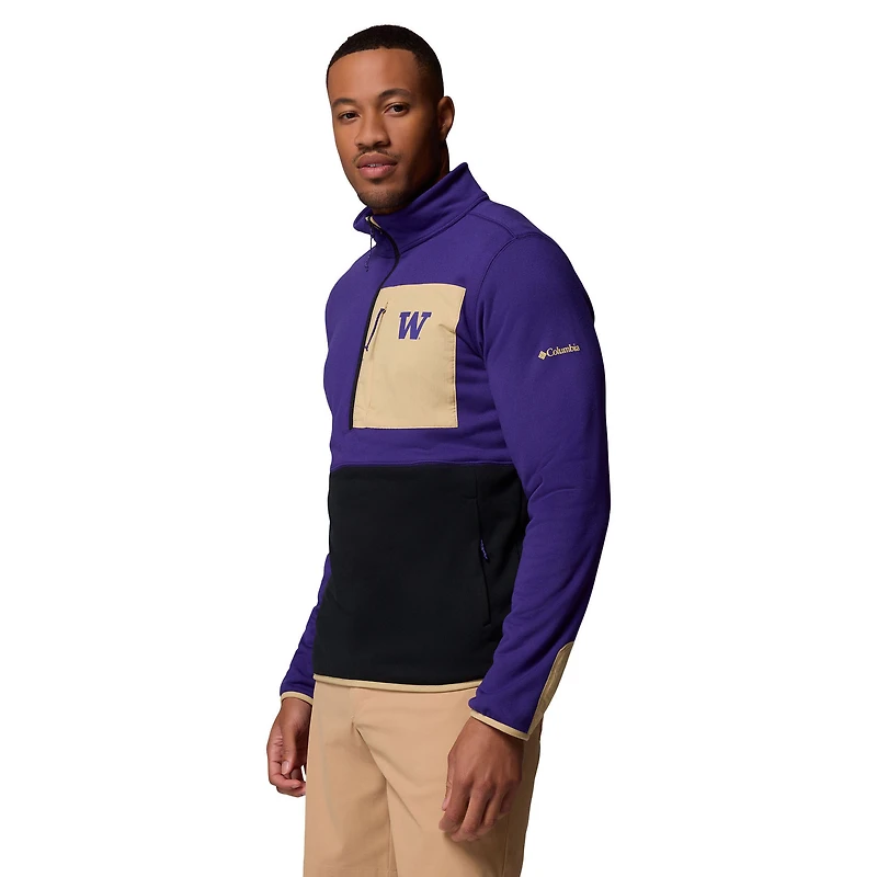 Pull-over demi-zip Columbia Washington Huskies Hike Omni-Wick violet/noir pour homme