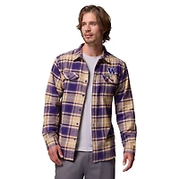 Chemise boutonnée à manches longues en flanelle Omni-Wick violette des Washington Huskies de Columbia pour homme