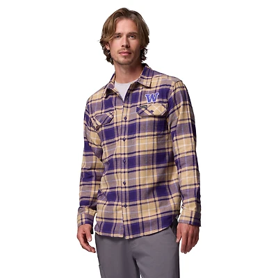 Chemise boutonnée à manches longues en flanelle Omni-Wick violette des Washington Huskies de Columbia pour homme