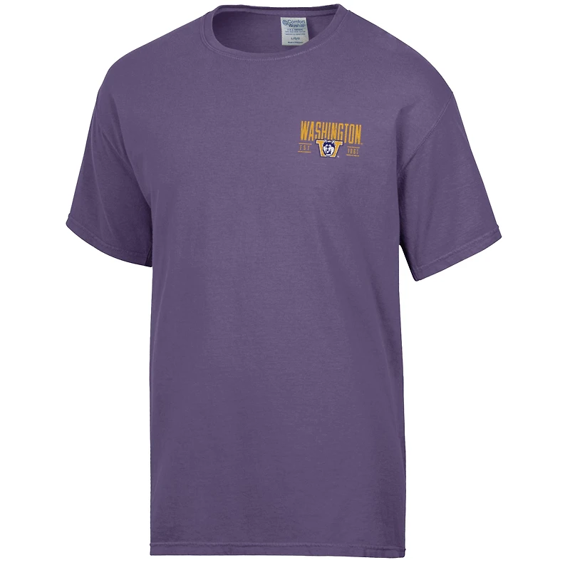 T-shirt violet ComfortWash pour homme, motif grand nom des Washington Huskies