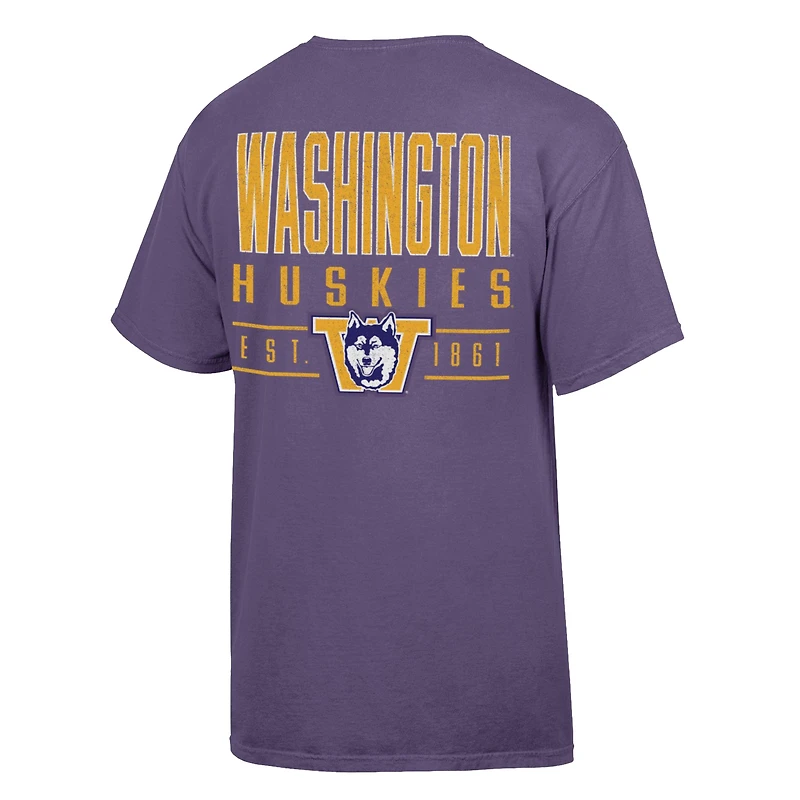 T-shirt violet ComfortWash pour homme, motif grand nom des Washington Huskies