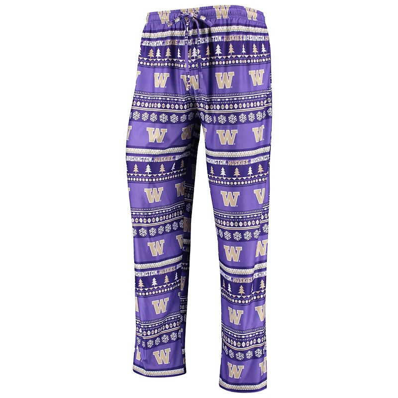 Concepts Sport Violet Washington Huskies Ugly Sweater T-shirt et pantalon à manches longues pour homme