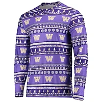 Ensemble pyjama Concepts Sport violet Washington Huskies pour homme : pull moche à manches longues et pantalon.