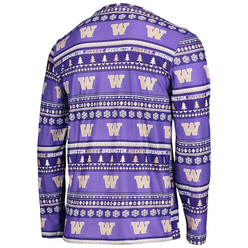 Men's Concepts Sport Purple Washington Huskies Ugly Sweater Long Sleeve Top and Pants Sleep Set