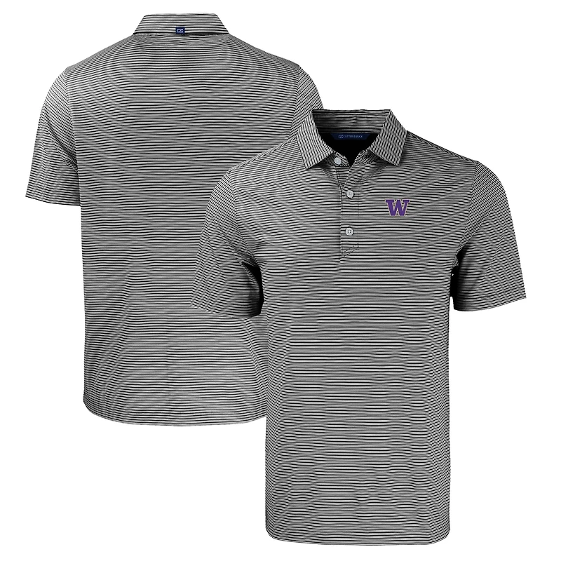 Polo extensible recyclé à double rayure Forge Eco pour homme, noir/blanc, des Washington Huskies, de taille grande et