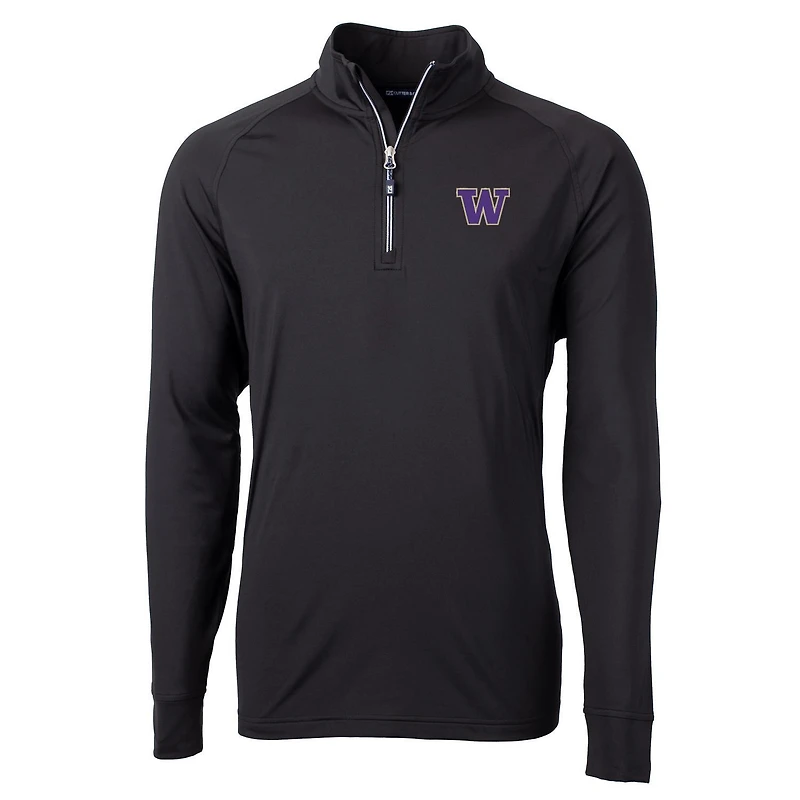 Veste pull-over Adapt Eco Knit à fermeture éclair quart de tour pour homme, coloris noir, des Washington Huskies, la collection Big & Tall.