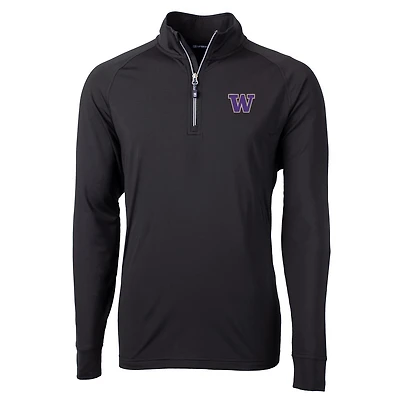 Veste pull-over Adapt Eco Knit à fermeture éclair quart de tour pour homme, coloris noir, des Washington Huskies, la collection Big & Tall.