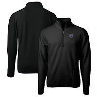 Veste polaire à fermeture éclair quart de tour Cascade Eco Sherpa pour homme, couleur noire, style coupe-vent et buck, Washington Huskies, grande taille