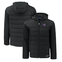 Sweat à capuche zippé entièrement recyclé en softshell hybride Evoke pour homme, coupeur et buck, noir, Washington Huskies, grandes tailles