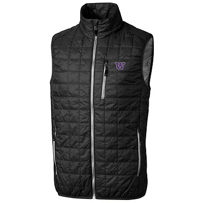 Men's Cutter & Buck Black Washington Huskies Big Tall Full-Zip Collegiate Rainier Vest