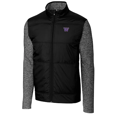 Men's Cutter & Buck Black Washington Huskies Big Tall Stealth Full-Zip Jacket