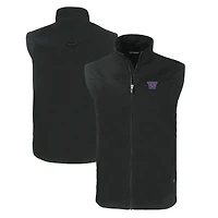 Gilet zippé intégral Cutter & Buck Black Washington Huskies Charter Eco Recycled pour homme