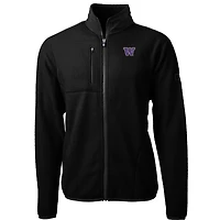 Men's Cutter & Buck Black Washington Huskies Team Logo Cascade Eco Sherpa Fleece Full-Zip Jacket