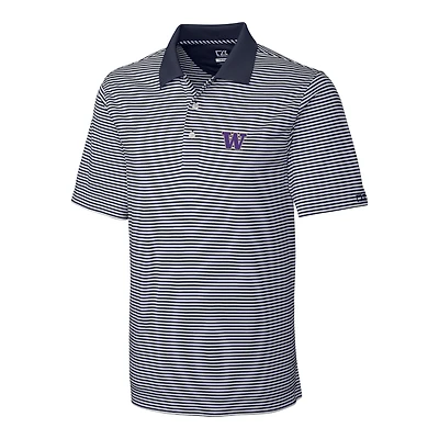 Men's Cutter & Buck Gray/White Washington Huskies Big Tall Trevor Stripe DryTec Polo