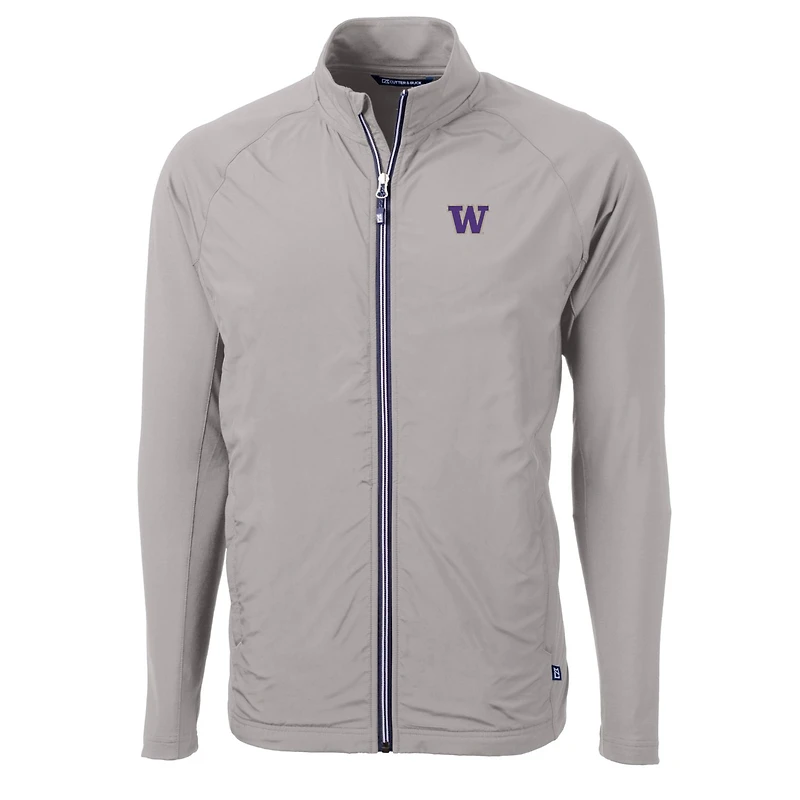 Men's Cutter & Buck Gray Washington Huskies Big Tall Adapt Eco Knit Hybrid Recycled Full-Zip Jacket