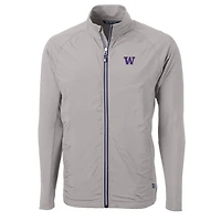 Men's Cutter & Buck Gray Washington Huskies Big Tall Adapt Eco Knit Hybrid Recycled Full-Zip Jacket