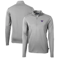 Men's Cutter & Buck Gray Washington Huskies Big Tall Virtue Eco Pique Recycled Quarter-Zip Pullover Top