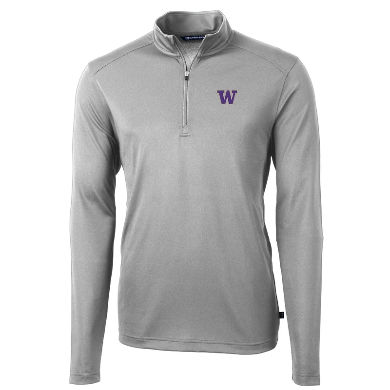 Men's Cutter & Buck Gray Washington Huskies Big Tall Virtue Eco Pique Recycled Quarter-Zip Pullover Top