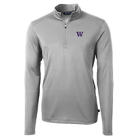 Men's Cutter & Buck Gray Washington Huskies Big Tall Virtue Eco Pique Recycled Quarter-Zip Pullover Top