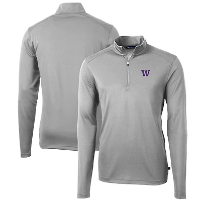 Men's Cutter & Buck Gray Washington Huskies Big Tall Virtue Eco Pique Recycled Quarter-Zip Pullover Top