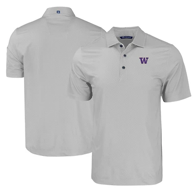 Polo extensible recyclé à imprimé géométrique ton sur pour homme, gris, Cutter & Buck, Washington Huskies, Pike Eco