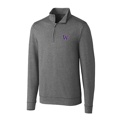 Veste demi-zip Shoreline pour homme, couleur charbon chiné, style coupe-vent des Washington Huskies, grande taille