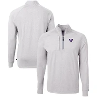 Men's Cutter & Buck  Heather Gray Washington Huskies Big Tall Adapt Eco Knit Quarter-Zip Pullover Top