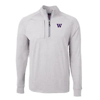 Men's Cutter & Buck  Heather Gray Washington Huskies Big Tall Adapt Eco Knit Quarter-Zip Pullover Top