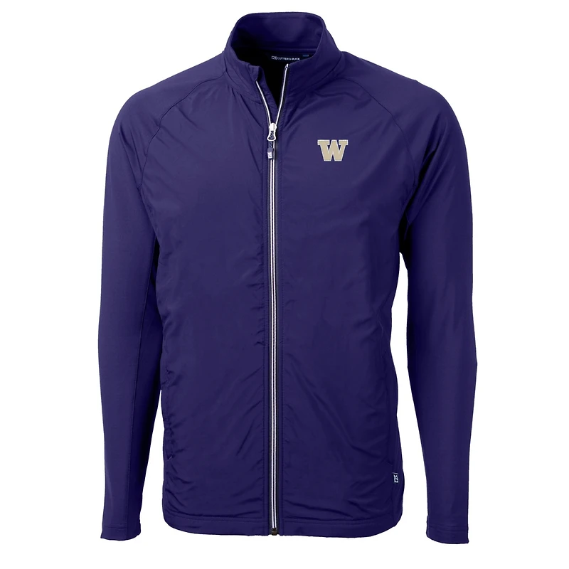 Men's Cutter & Buck Purple Washington Huskies Adapt Eco Knit Hybrid Recycled Full-Zip Jacket