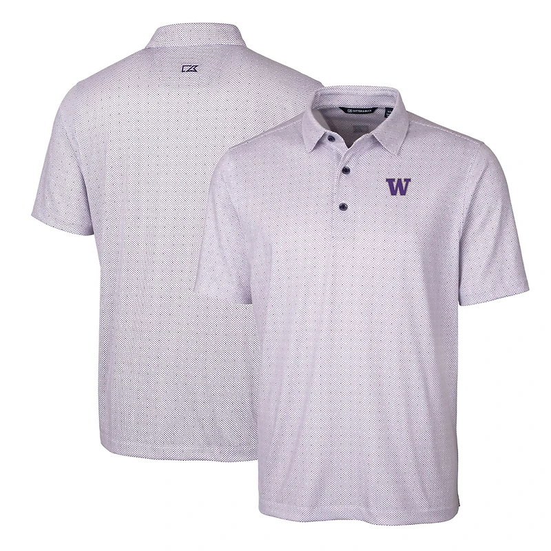 Polo extensible violet à imprimé double point Pike pour homme, modèle Cutter & Buck des Washington Huskies, taille grande et