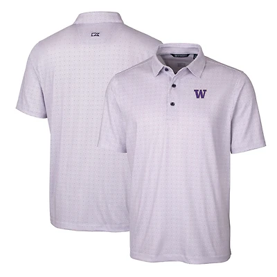 Polo extensible violet à imprimé double point Pike pour homme, modèle Cutter & Buck des Washington Huskies, taille grande et