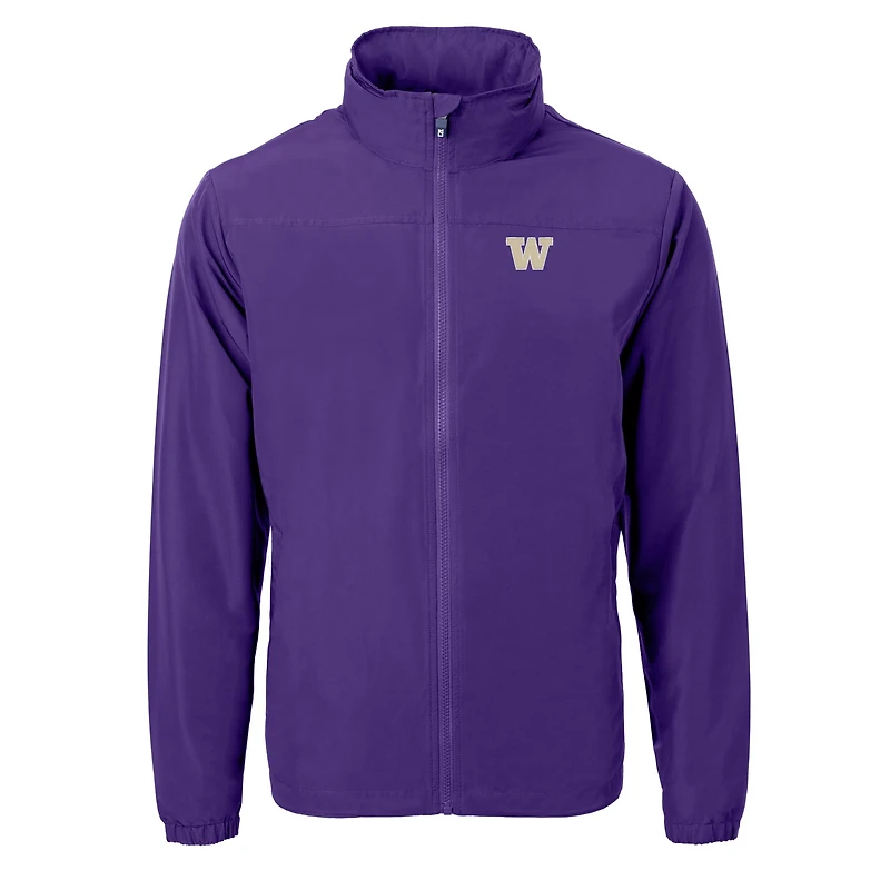 Men's Cutter & Buck Purple Washington Huskies Charter Eco Recycled Full-Zip Jacket