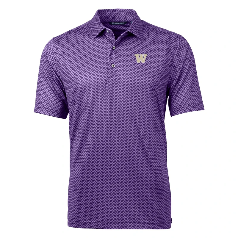 Men's Cutter & Buck Purple Washington Huskies Pike Banner Print Polo