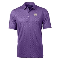 Men's Cutter & Buck Purple Washington Huskies Pike Banner Print Polo