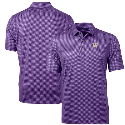Men's Cutter & Buck Purple Washington Huskies Pike Banner Print Polo