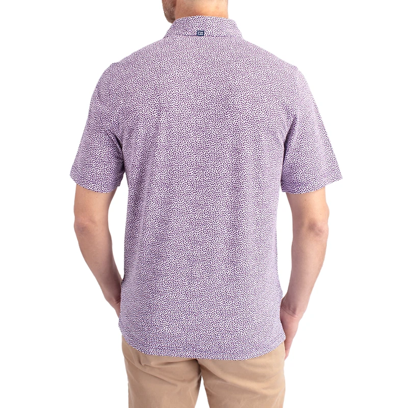 Polo Cutter & Buck pour homme, violet Washington Huskies Virtue Eco Pique à imprimé botanique, en tissu DryTec recyclé.