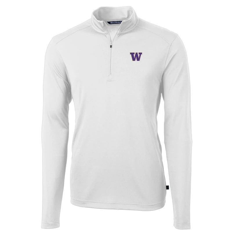 Pull-over zippé quart de tour en piqué écologique recyclé pour homme, couleur blanche, style Virtue, Washington Huskies, taille grande et