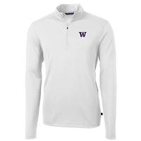 Pull-over zippé quart de tour en piqué écologique recyclé pour homme, couleur blanche, style Virtue, Washington Huskies, taille grande et